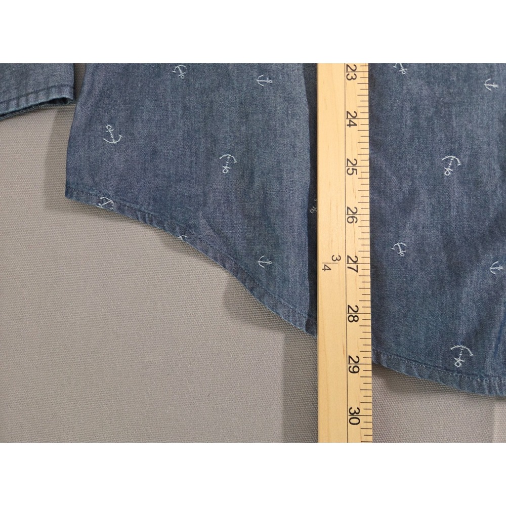 Brooks Brothers Shirt Mens Medium Blue Sail Anchor Chambray Boats Dress Polo - Picture 6 of 7